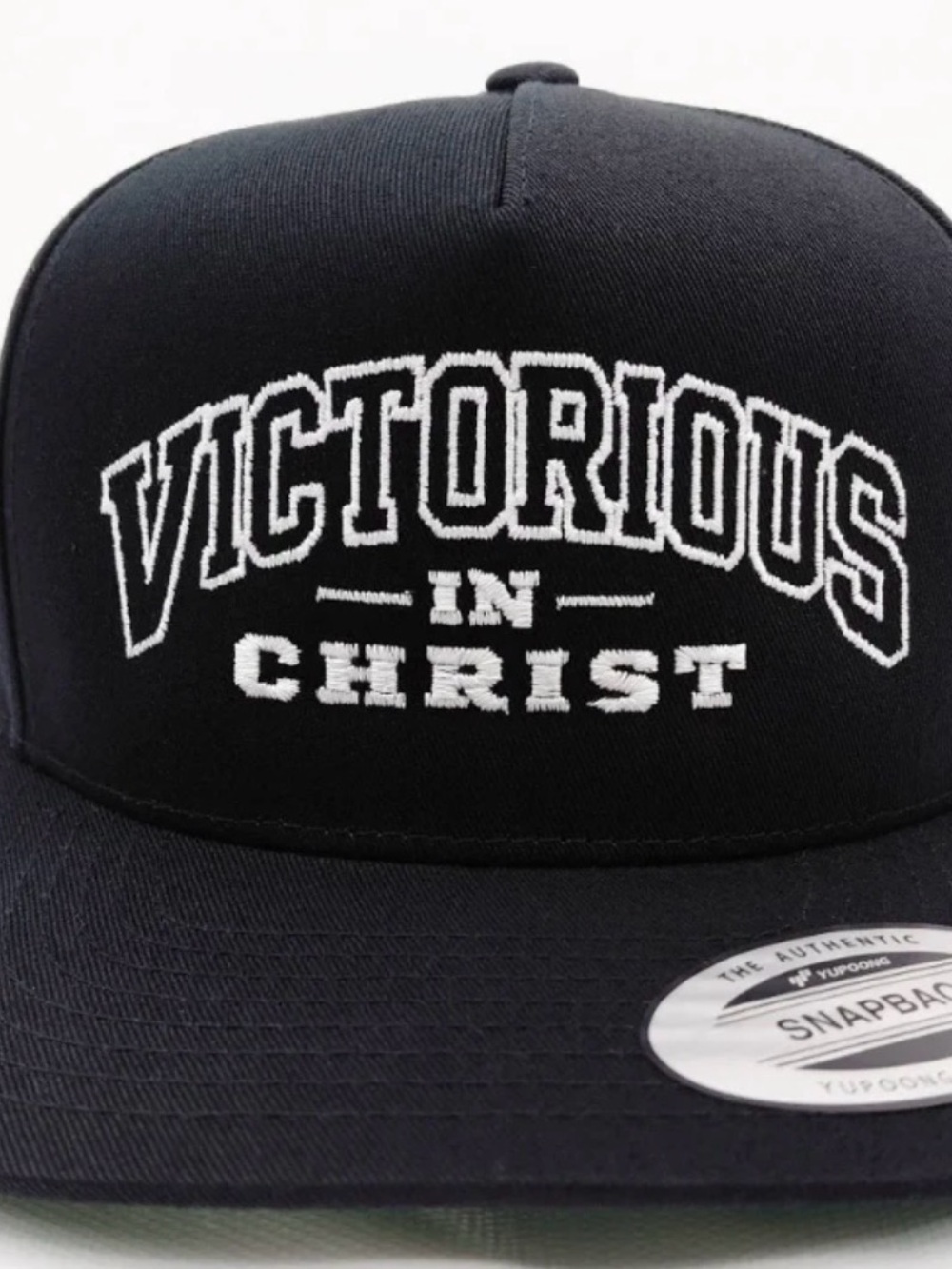 Victorious Jesus Christ Embroidered Flat Bill Snapback Hat Cap Black